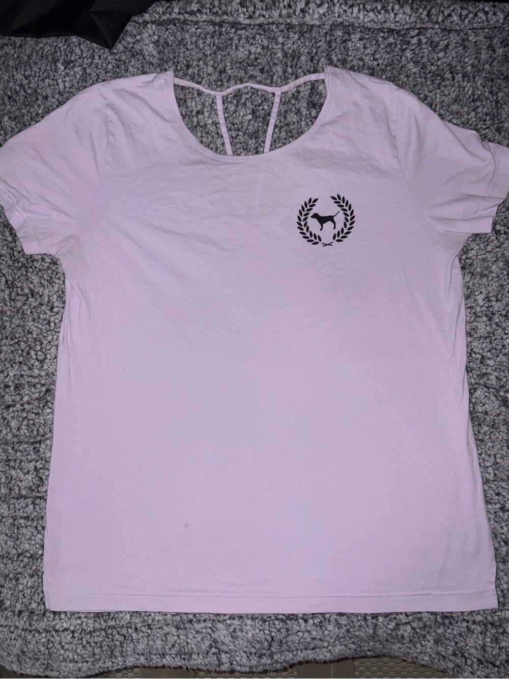 PINK Victoria's Secret Lavender Purple Short Sleeve Tee with Back Strappy Detail